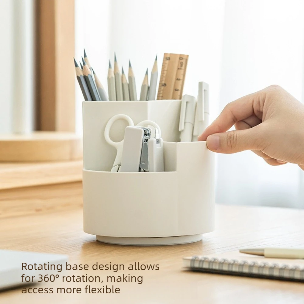 360-Degree Rotating Pen Holder Makeup Brush Holder Pen Bucket Stationery Desktop Minimalist Storage Organizer