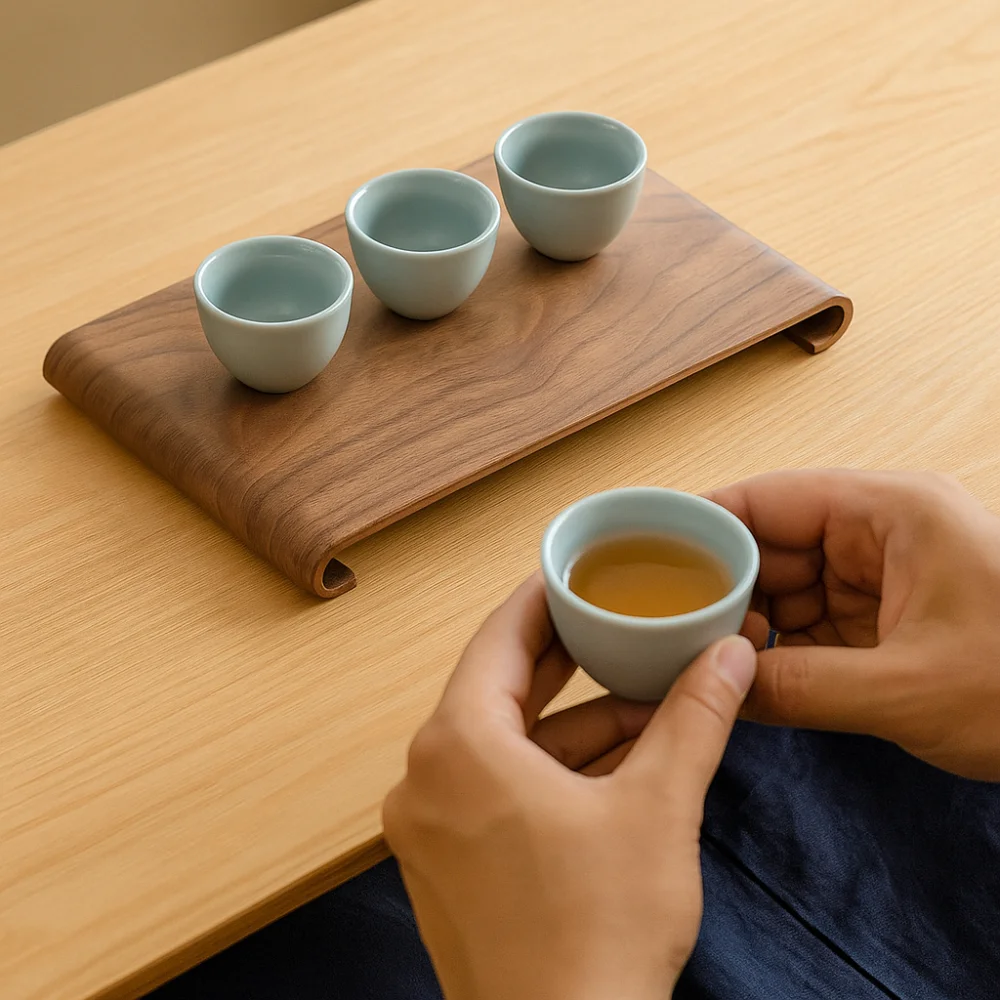 

Decorative Plate Rectangular Walnut Tea Tray Vintage Black Walnut Heat-resistant Tray Sturdy Desktop Display Rack Hotel