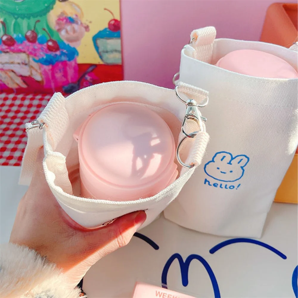 White Ins Insulation Cup Storage Bag Simple Water Cup Bag Bottle Organizer Phone Crossbody Bag Cartoon Small Canvas Bottle Bag