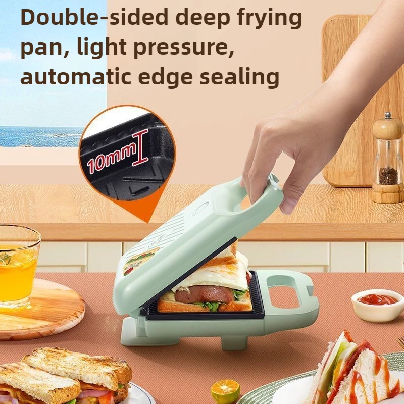 220 فولت المقلاة صانع الإفطار صانع الوافل الصغيرة التلقائي بالكامل المنزلية سهلة التنظيف على الوجهين طبق عميق صانع الساندوتشات
