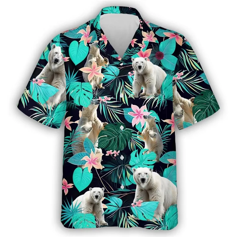 I più nuovi uomini estivi abbigliamento 3D stampa Animal Bear uomo camicia hawaiana uomo Beach Vacation Shirt uomo Fashion Holiday camicetta abbottonata