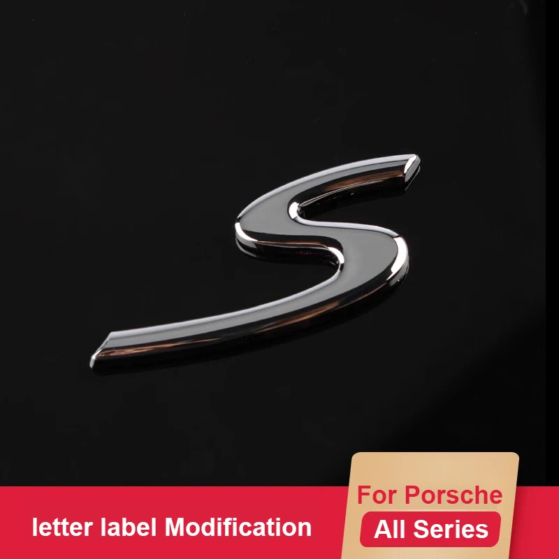 For Porsche All Series Cayenne Panamera Macan 911 718 Boxster Cayman S Car Emblem S Tail Emblem Letter Label Modification