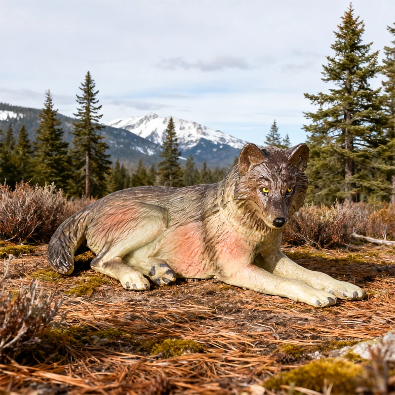 Oenux Wild Beast Tiere Kleiner grauer Wolf Maned Wolf Baby Wölfe Simulationsmodell Actionfiguren Sammlung PVC Geschenk Kinderspielzeug Geschenk