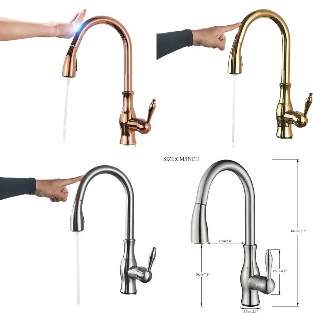

Black Pull-Out Touch-Controlled Kitchen Sink Faucet with Sensitive Sensor Mixer