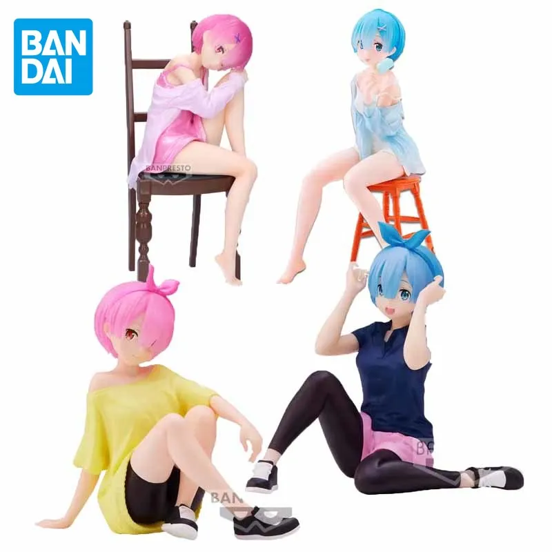 Bandai Original Relax Time Re:Life in A Different World From Zero Ram Action Figure Toys for Boys Girls Children Birthday Gifts