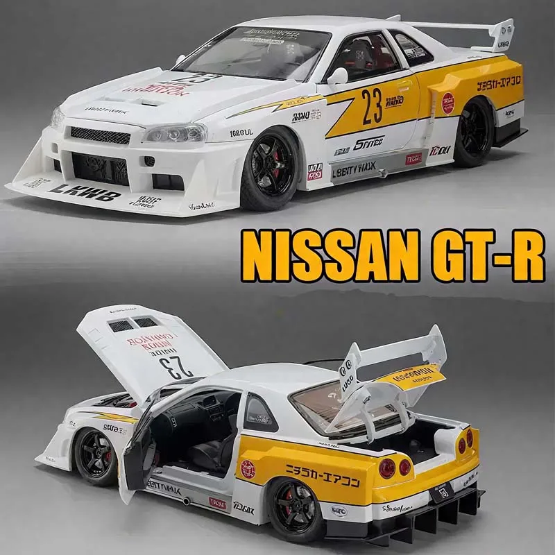 

1/24 Scale Alloy Wide Body Decorate Sports Car Model With Lights Engine Sound Diecast Collectible Toy Gift For Car Enthusiasts