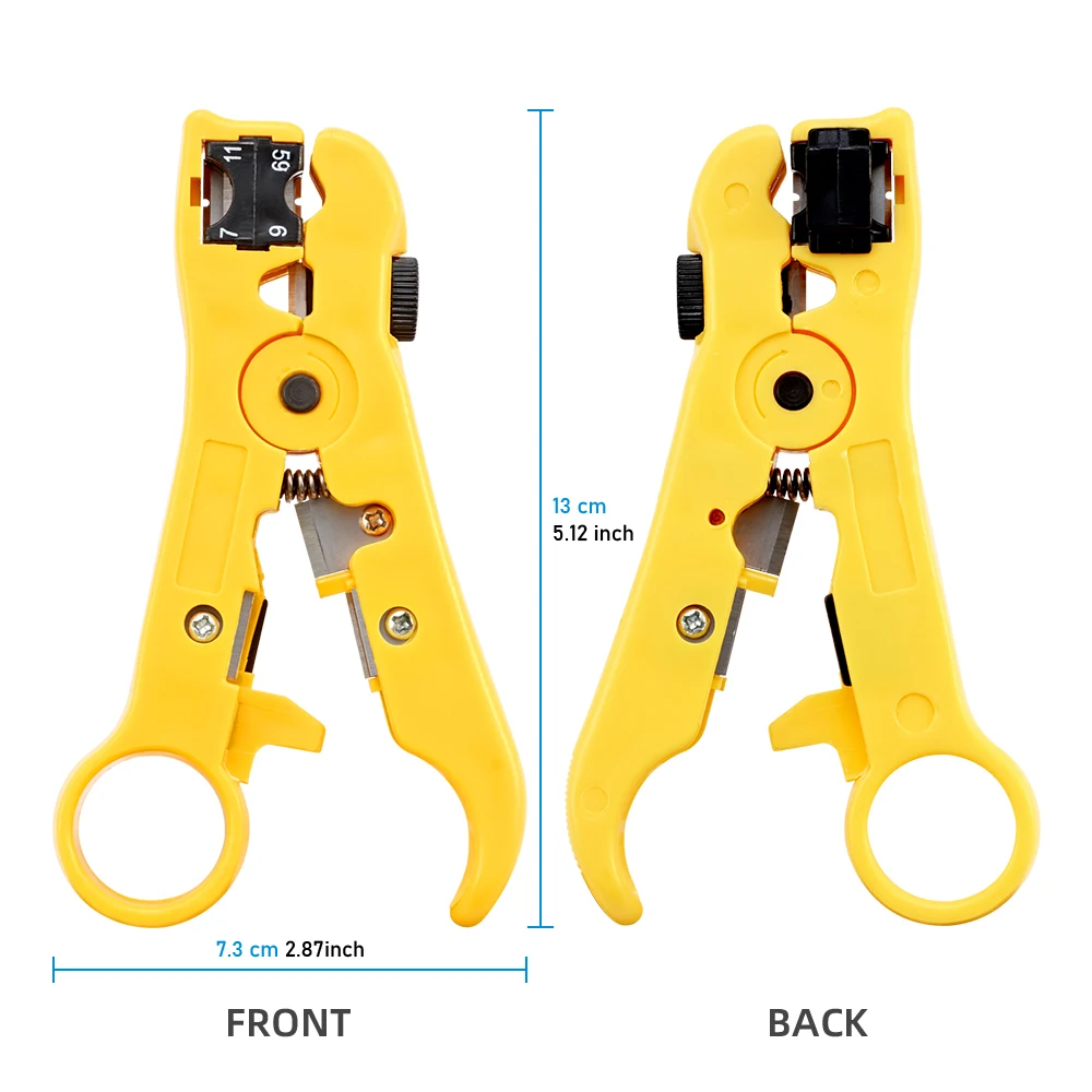 All-In-One Stripping Tool Wire Stripper RG59 RG6 RG11 RG7 Coaxial Cable Stripper Cutter  Pliers for Round Cable and Flat Cable