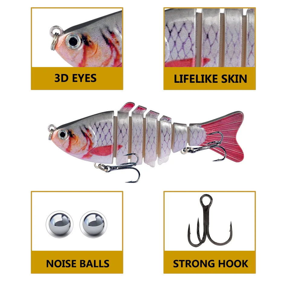 1pc 10cm 15g 7-segement Swimbait Pike Wobblers Crankbait Fishing Lure Multi Jointed Hard Bait Musky Sinking Isca Artificia