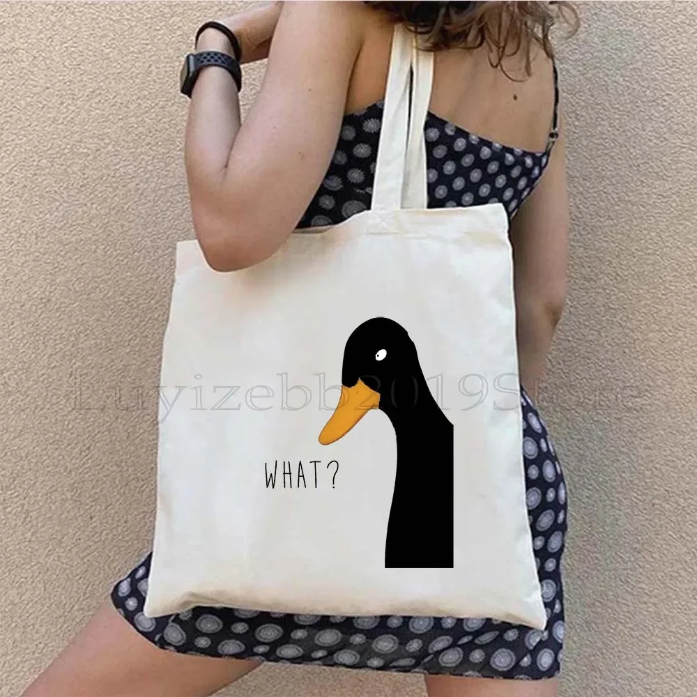 Funny Honk Untitled Goose Game Lovely Meme Judgmental Duck Cute Cartoon Animal Canvas Tote Bag Harajuku Shopper Cotton Handbag