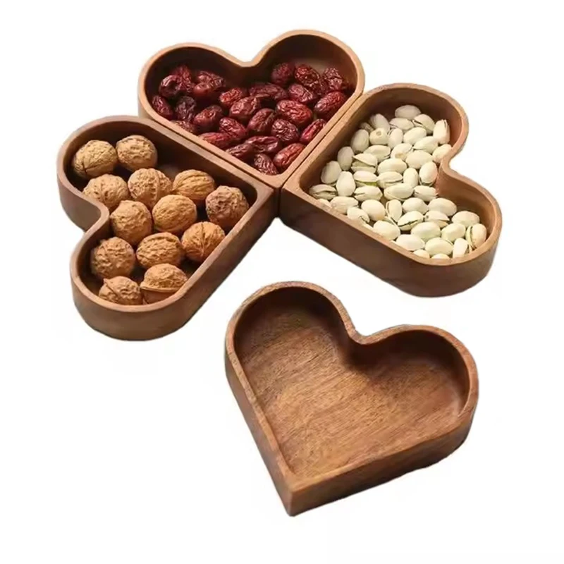 

Wooden Serving Platter Heart Shape Smooth Textured Elegant Nonslip Table Tray For Tea Food Snack Kitchen Utensils