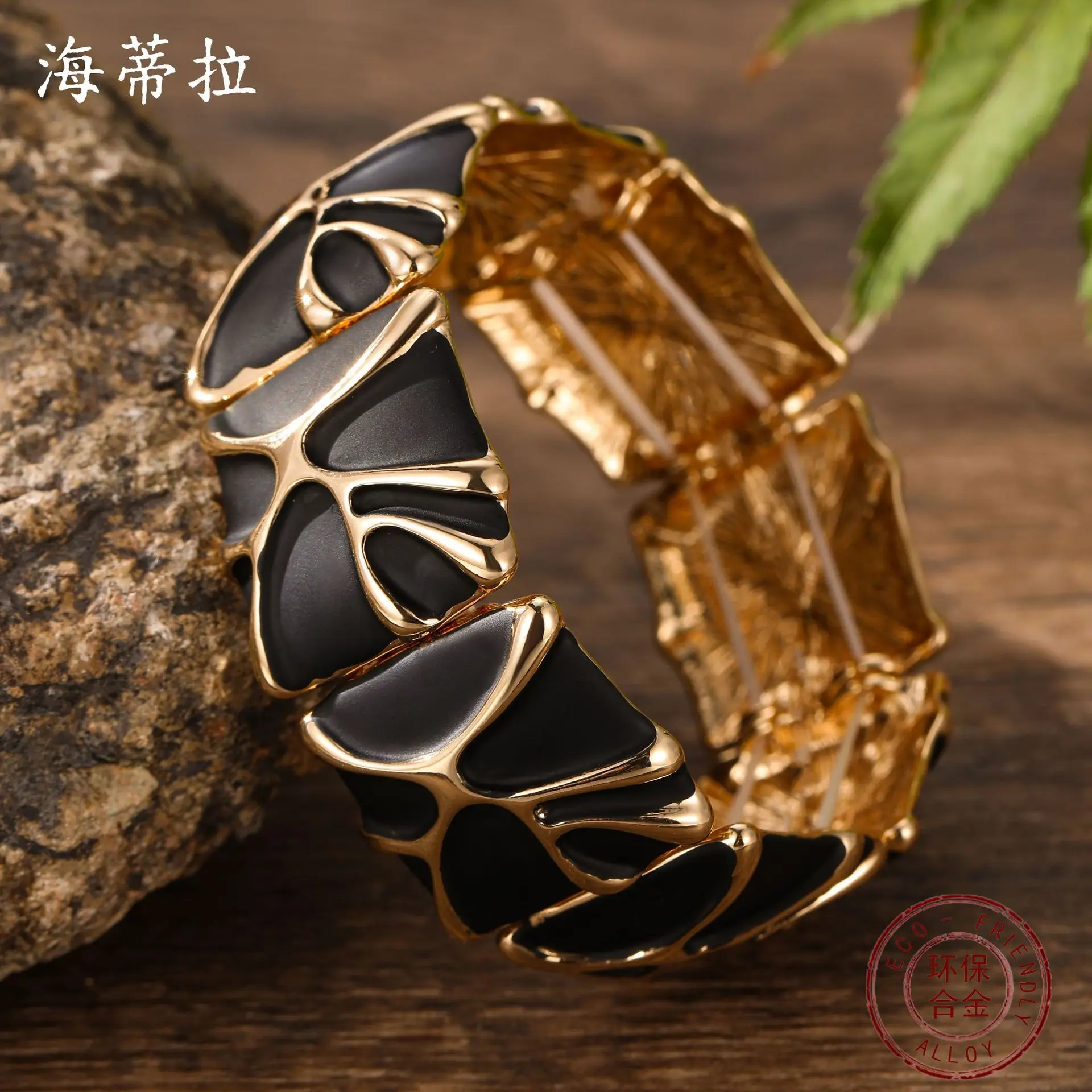 DIY accessories enamel color square geometric line elastic bracelet women's simple high-grade zinc alloy bracelet view 4