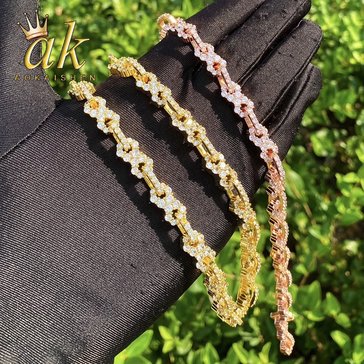 

Aokaishen Iced Out Infinity Link Chain для мужчин, ожерелье, колье 5А, кубический цирконий, зубец, ювелирные изделия в стиле хип-хоп