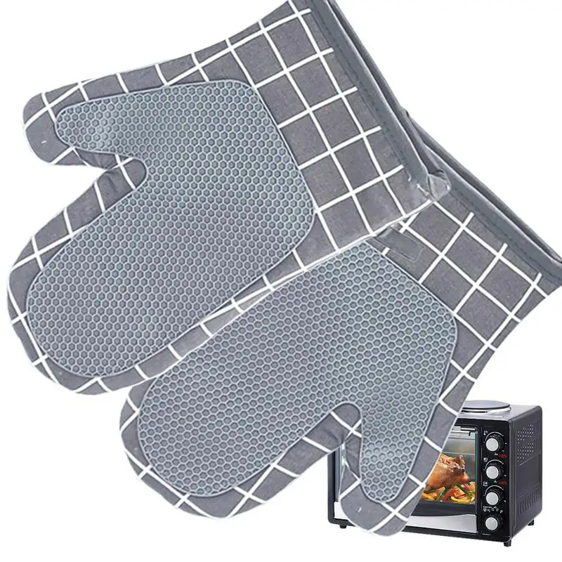 Kitchen Mitts For Oven Heat Resistant Cooking Gloves Set Heat And Slip Resistant Silicone Oven Mitts Waterproof Micro-wave Oven