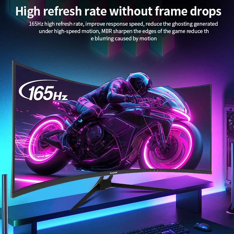 شاشة ألعاب منحنية للغاية مقاس 34 بوصة من Gawfolk، شاشة كمبيوتر 1500R 165 هرتز UWQHD 4K، شاشة كمبيوتر منحنية مع مزامنة FreeSync، تدعم W