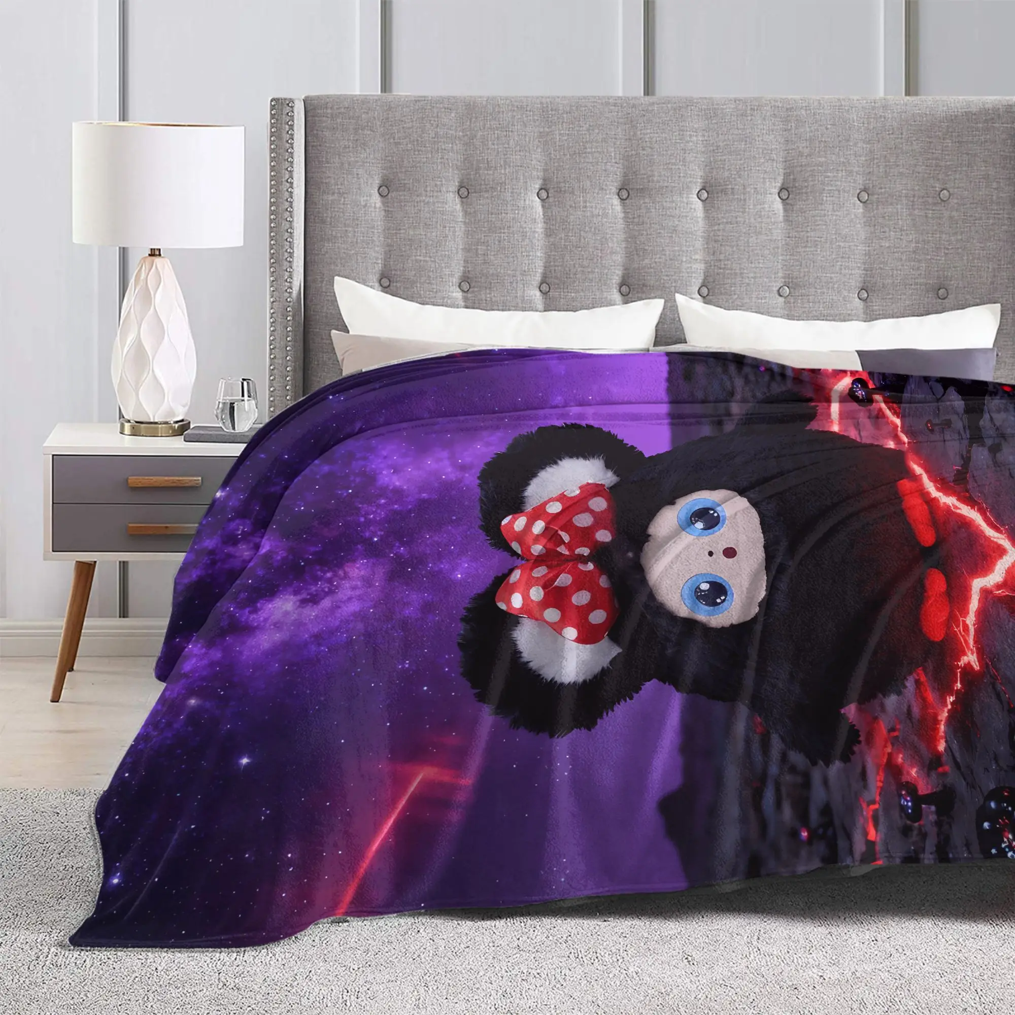 LEDODO بطانية قطيفة الطلاب لطيف AI لعبة الفانيلا رمي بطانية لغرفة المعيشة لينة الدافئة تصميم جودة المفرش هدية