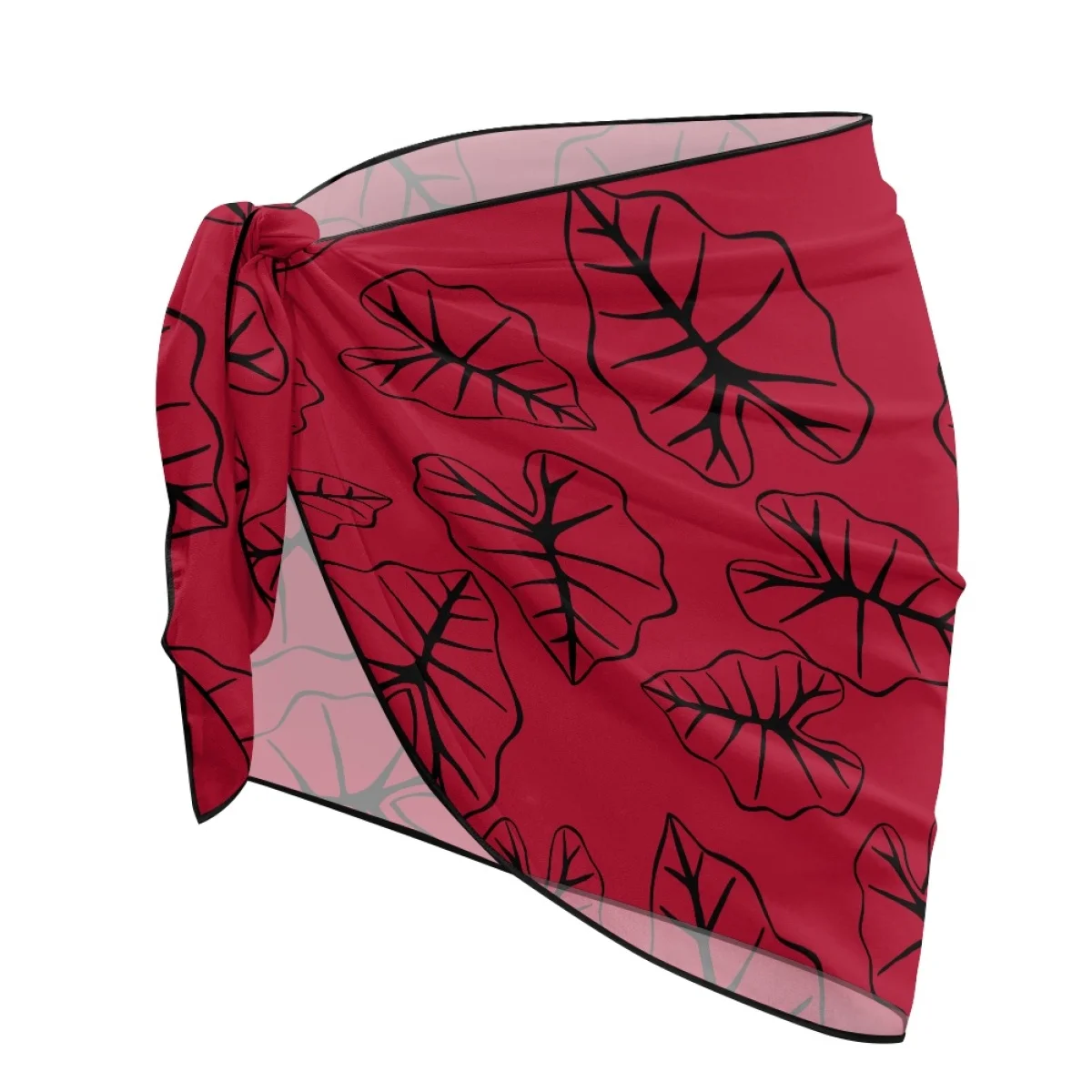 Estate Isole Polinesie Tribale Hawaiano Kalo Taro Foglie Rosso Stampa Chiffon Sarong Sciarpe Beachwear Donna Cover up per Bikini
