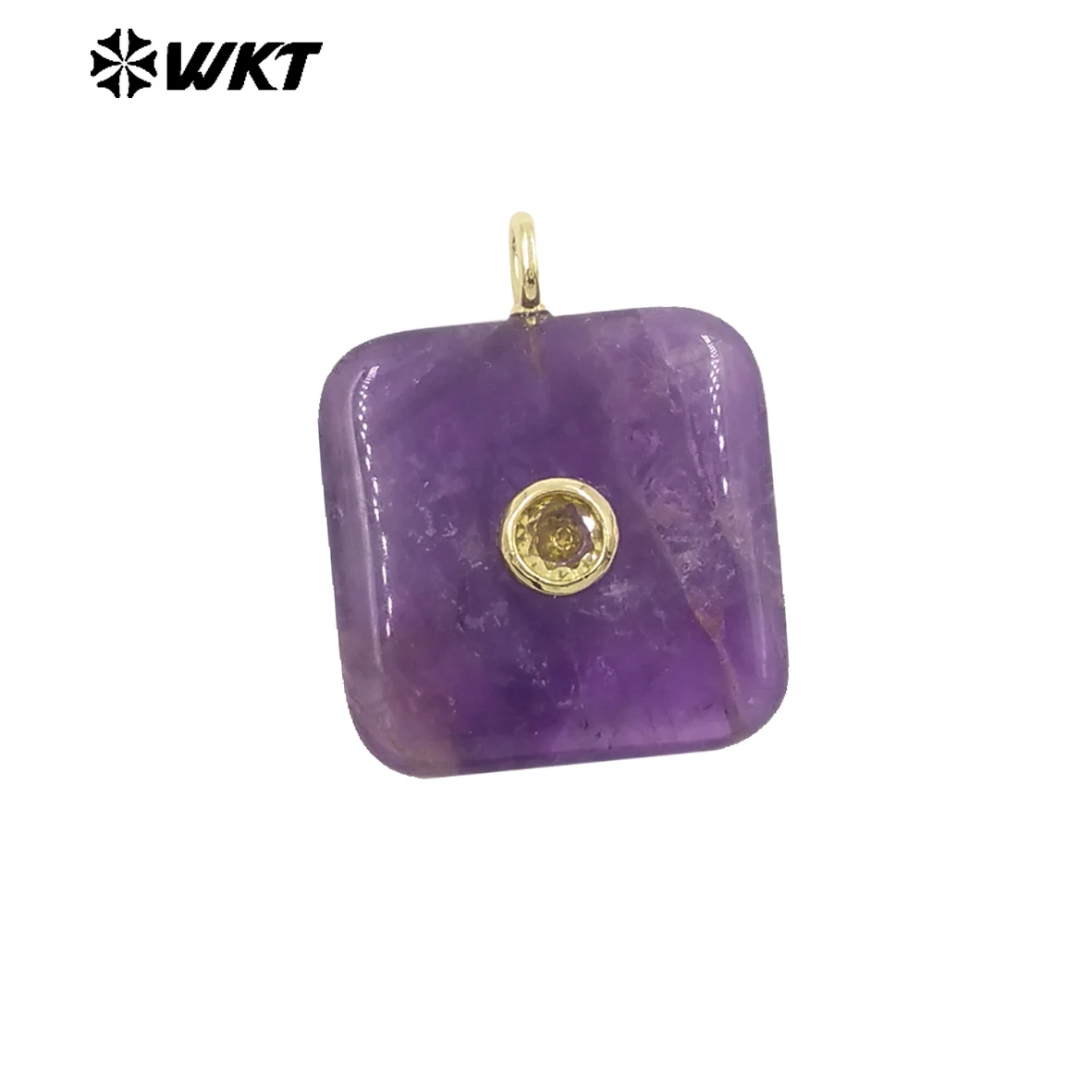 

WT-P2023 Geometric Flat Square Lapics Blackobsidian Gemstone Colored Zircon Paved Charms For Women Earring Pendant Making