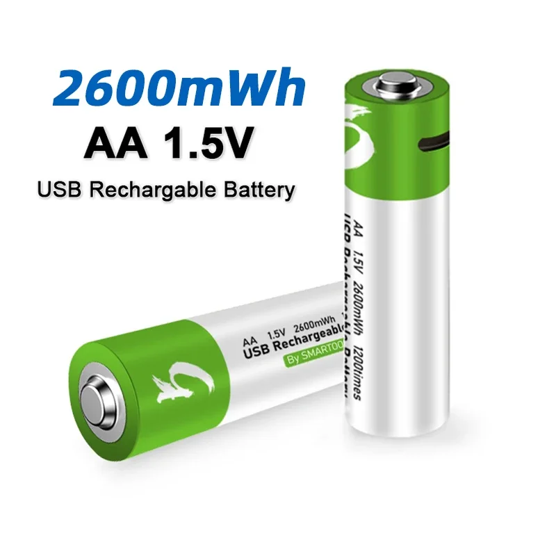 

1.5V AA USB Li-ion Battery 2600mWh AA Battery Type-C for Remote Control Mouse Electric Toys Flashlights Household Battery