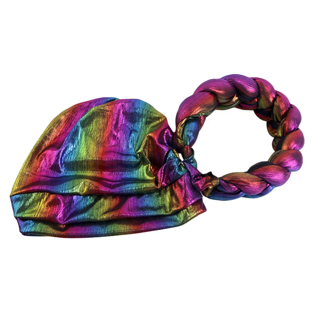 

African Elastic Braided Headband Double Layer Head Wrap Cap Lightweight Durable Hat Girls African Headwear Turban Hats For Women
