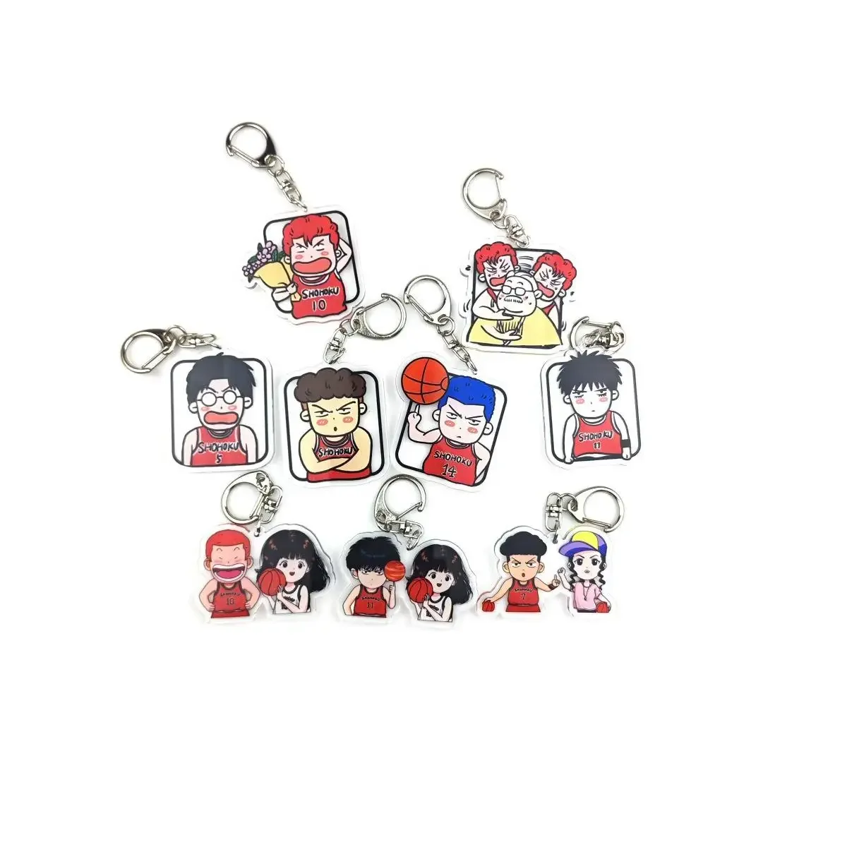 SLAM DUNK Acrylic Anime Pendant Keychains Holder Car Key Chain Key Ring Mobile Phone Bag Hanging Jewelry Gifts Accessories