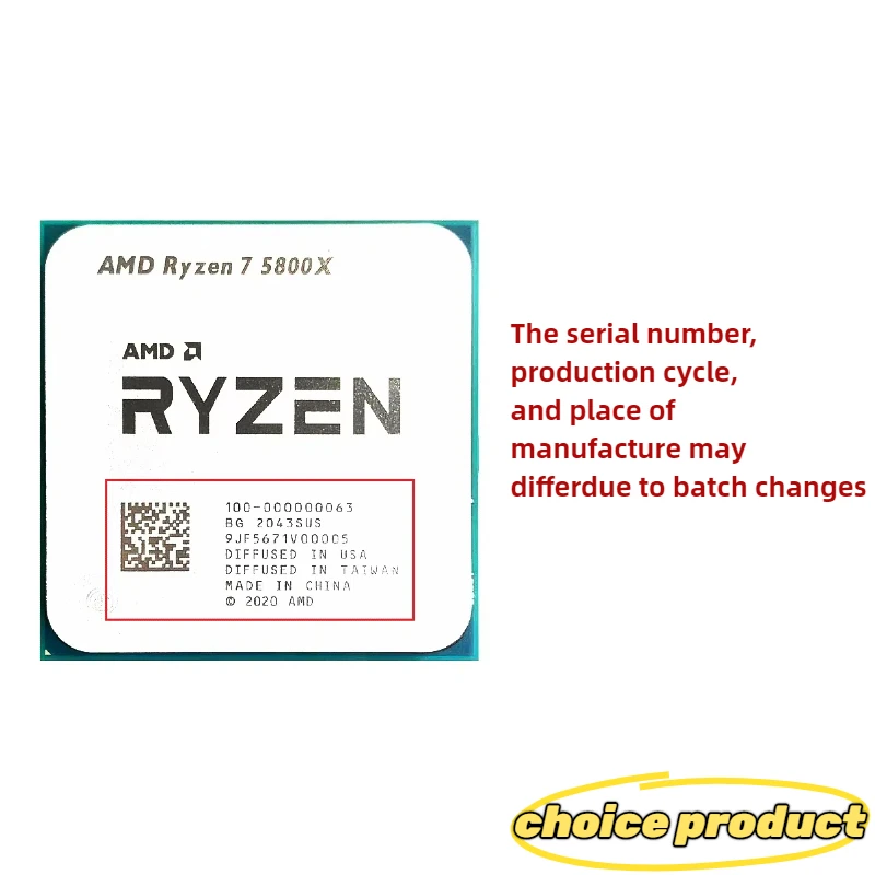 Processore CPU AMD Ryzen 7 R7 5800X 3,8 GHz 8 core 16 thread Socket AM4