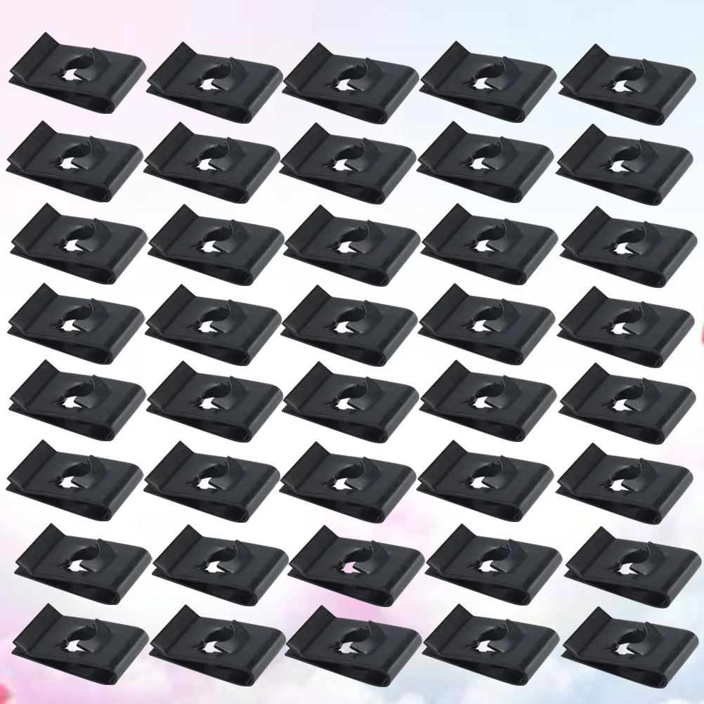 

50Pcs Spring Nut High Strength Black Manganese Steel U Clips Fasteners for Motorcycle Fairing Bumper Trim Panel Securing Cable