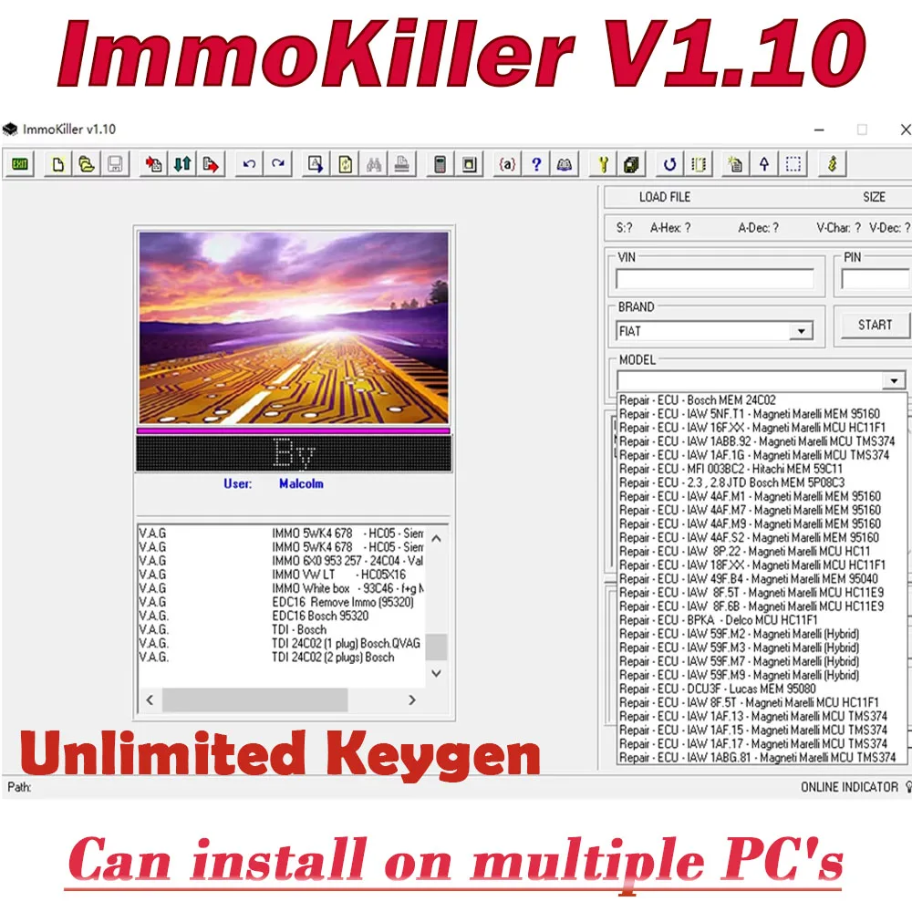 ImmoKiller V1.10 New IMMO Off Software v1.1 Immo Killer ECU Programmer Tool for Car Repairing Passing Virigining the Immobilizer