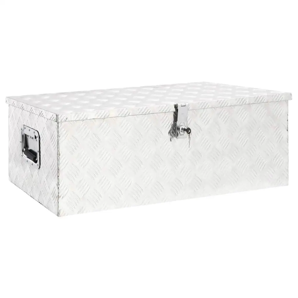 Aluminum Storage Box 35.4x18.5x13.2 cm - Silver Organizer for Home & Office