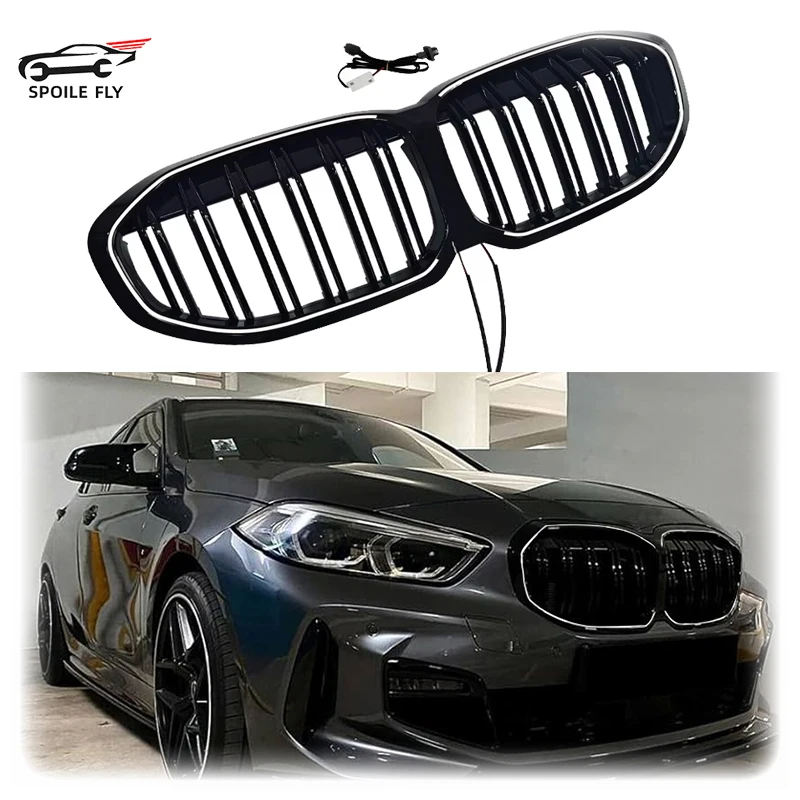 От 2019 до 2024 для BMW 1 серии F40 M135i 118i 118D M Sport 128ti Двойная линия Светодиодная решетка Передняя лампа Решетка с подсветкой От 2019 до 2024 для BMW 1 серии F40 M135i 118i 118D M Sport 128ti Двойная линия Светодиодная решетка Передняя лампа Решетка с подсветкой