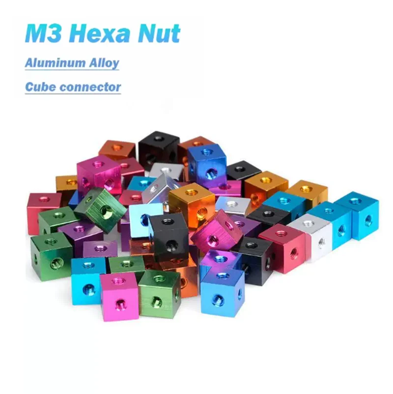 2/5/10Pcs 10x10x6/10mm Hexagonal Nut M3 Screw Cube Nut Three Sided Fixed Block Connector DIY 3D Printer Accessory Case Screw