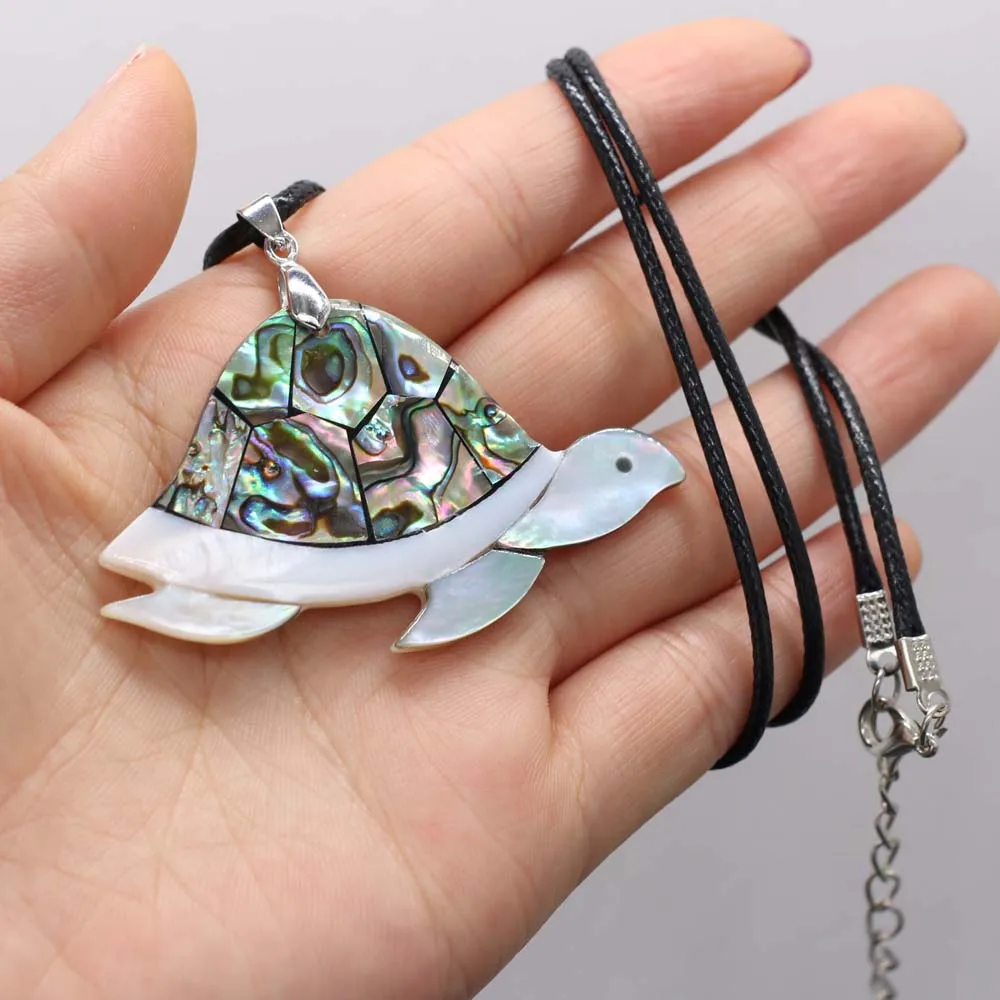 Natural The Mother Of Shell Necklace Abalone Pendant Leather Cord 2MM Charms For Elegant Women Love Romantic Gift