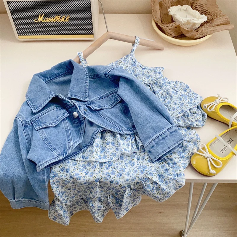 

Girl Denim Jacket Spring Fashion Children Shorts Coats 2025 New Kids Autumn Long-sleeved Outerwear Infant Turn-down Clothes 2-8Y
