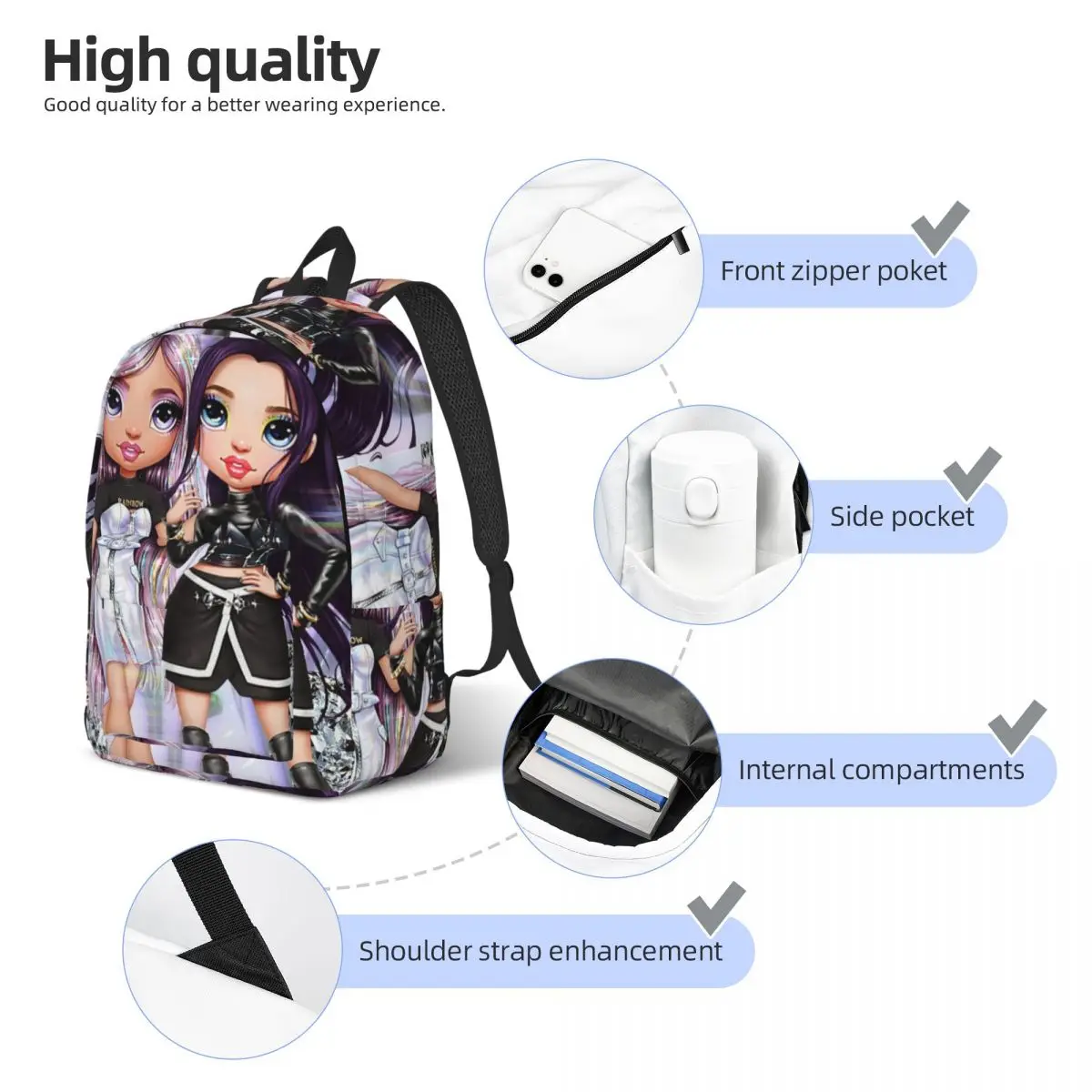 Mochila arcoíris High ainsilk & Enix para niño y niña, mochila escolar para estudiantes, mochila de día para jardín de infantes, bolsa primaria para exteriores