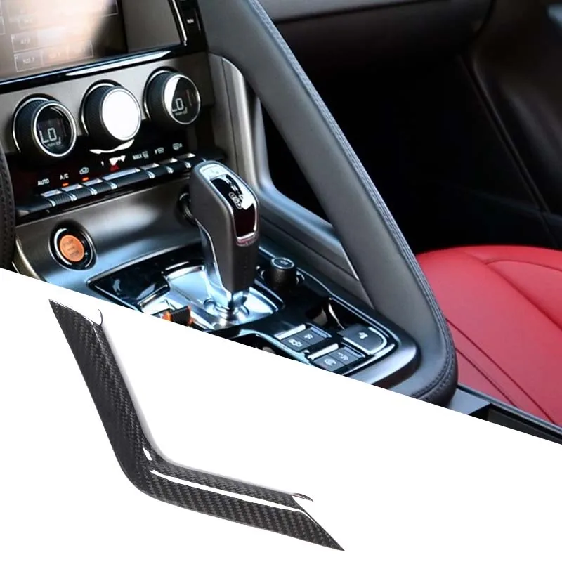 

For Jaguar F-TYPE 2013-2024 Real Carbon Fiber Car Gear Shift Side L-shaped Trim Sticker Side Handle Trim Cover Accessories