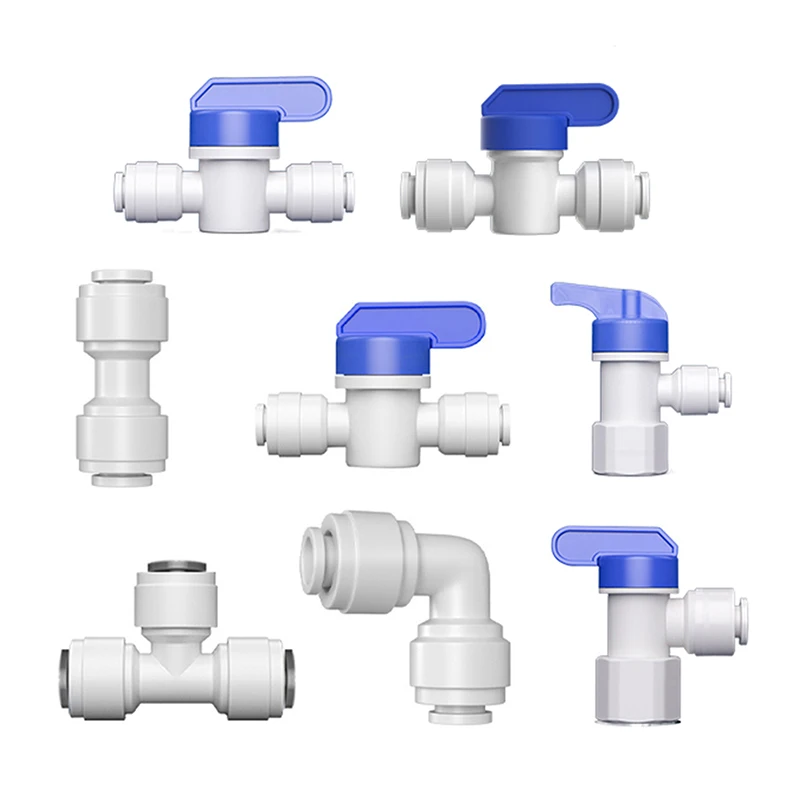 

1PC Aquarium Fitting RO Water Straight Plastic Ball Valve 1/4" 3/8" OD Hose Quick Connect 1/4" 3/8" Male Reveser Osmosis