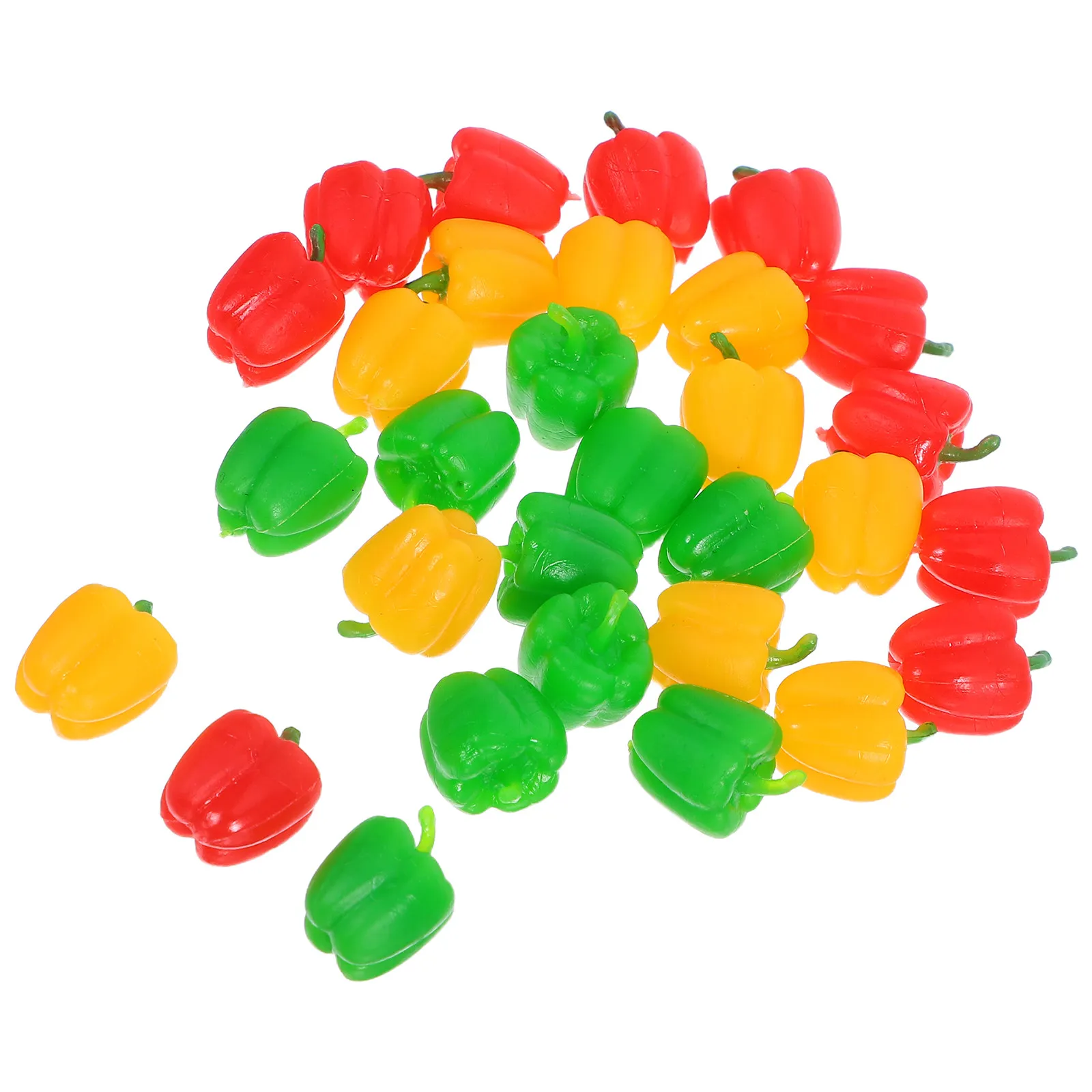 30Pcs Plastic Bell Peppers Mini Artificial Vegetables Realistic Vibrant Miniature Food Props for Photography Education Home