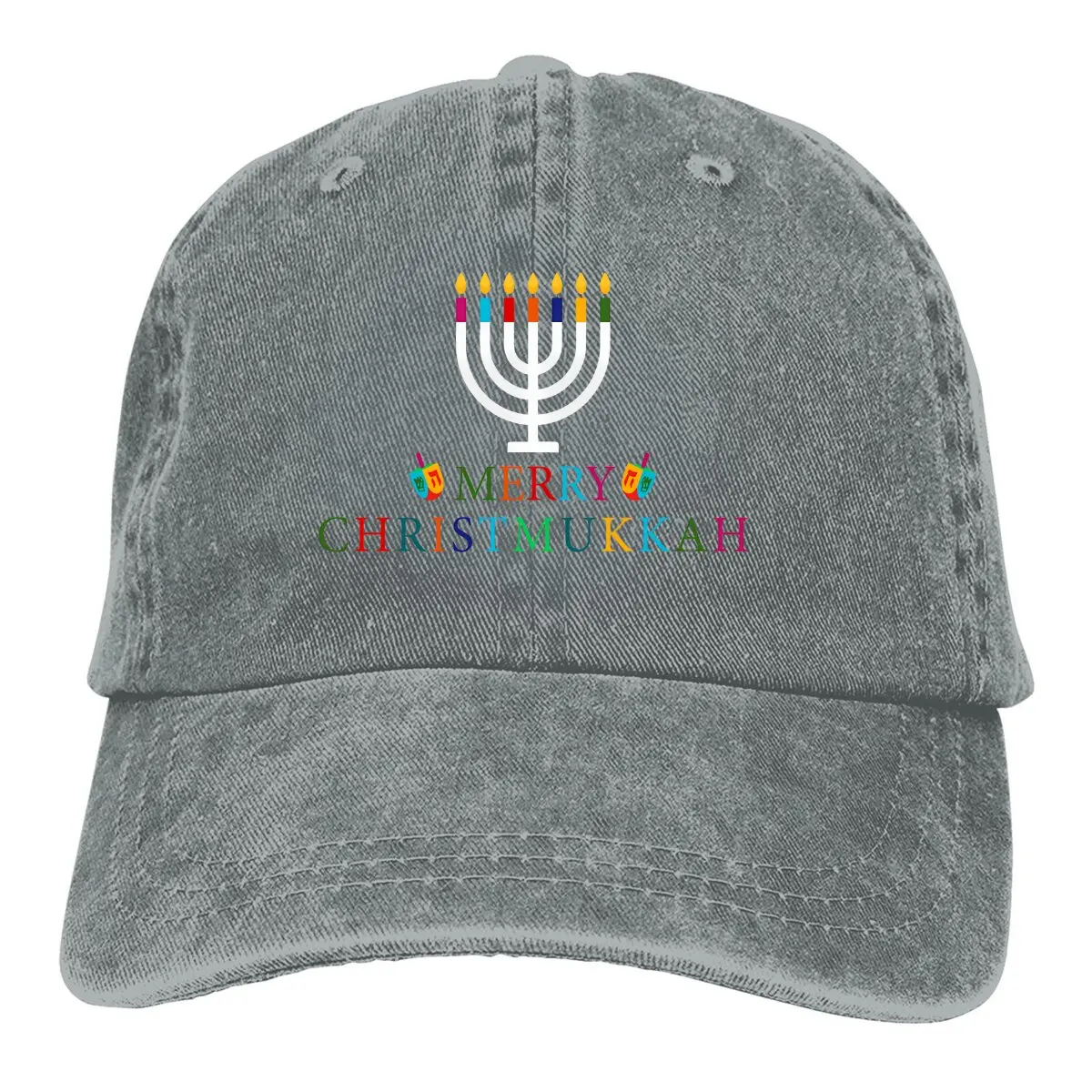 Happy Hanukkah Pattern Multicolor Hat Peaked Women's Cap Dreidel Menorah Christmas Personalized Visor Protection Hats