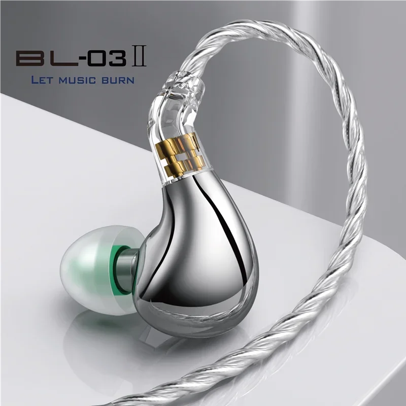 BLON BL03 II HIFI سماعات أذن سلكية 10 ملم ثنائي التجويف DD كابل مطور مع ميكروفون قابل للفصل 2PIN