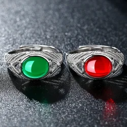 Vintage Natural Jade Rings Green, Red, Blue Luxury Real Jewelry Carved Fashion Accessories Adjustable Opening Rings for Women