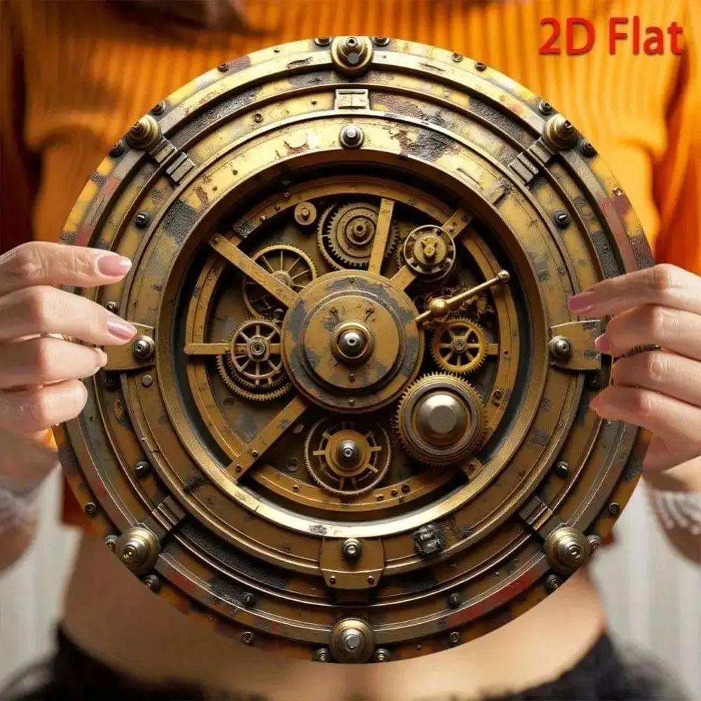 Vintage Industrie-Zahnrad-Aluminium-Metallschild, geräuschlose Deko-Kunst-Verzierung, ideal für die Wanddekoration im Wohnzimmer zu Hause