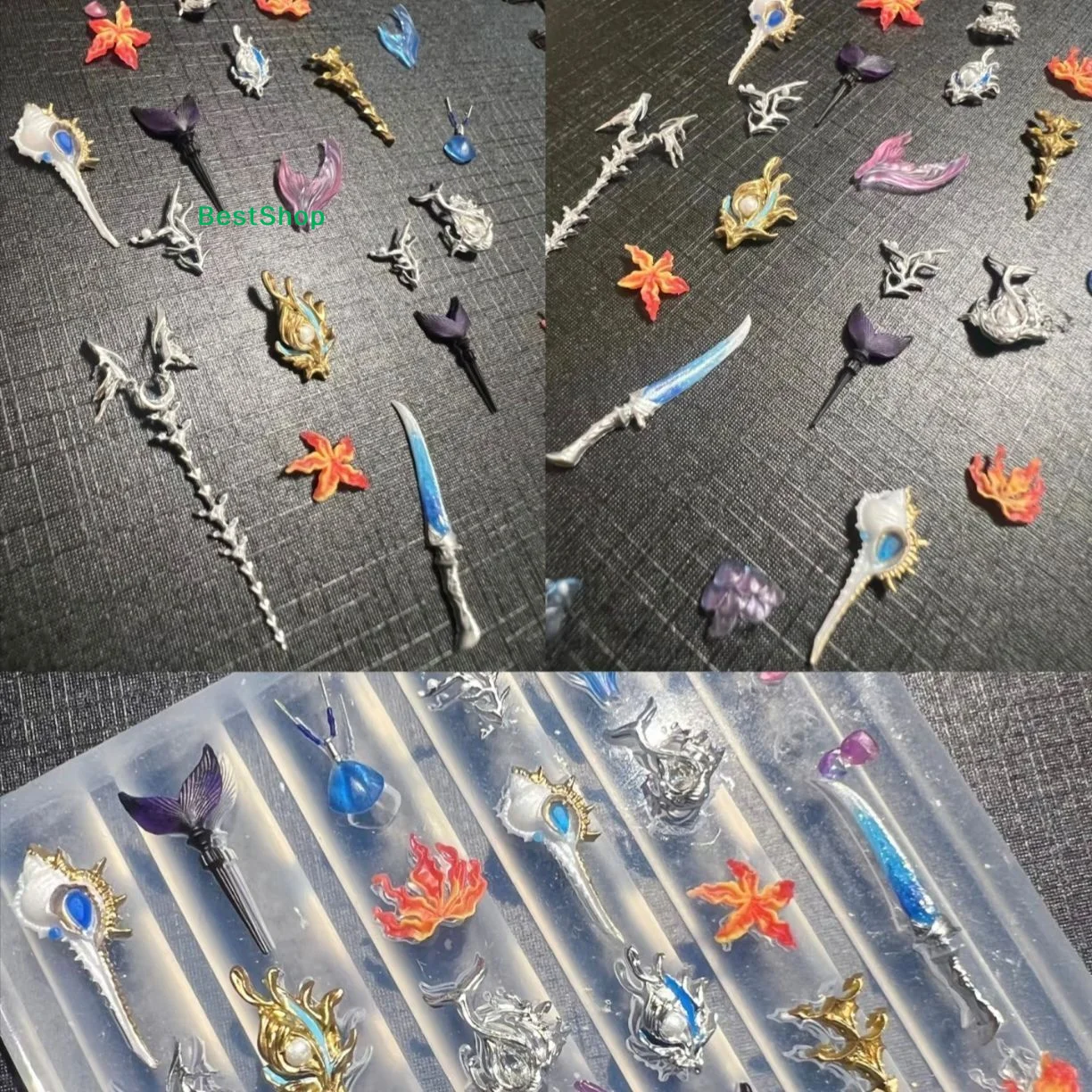❄Ocean Series 3D Nail Silicone Mold Sea Shell Conch Fishtail Nail Art Stamplates Charm DIY Manicure Mold Stencil Tools