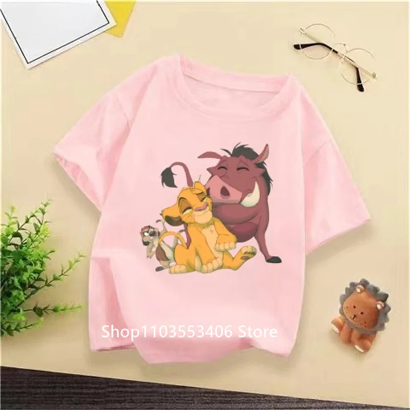 Potdemiel Lion King Simba Short sleeve T-shirt Summer Kids clothing set Sportswear Teen boys clothing