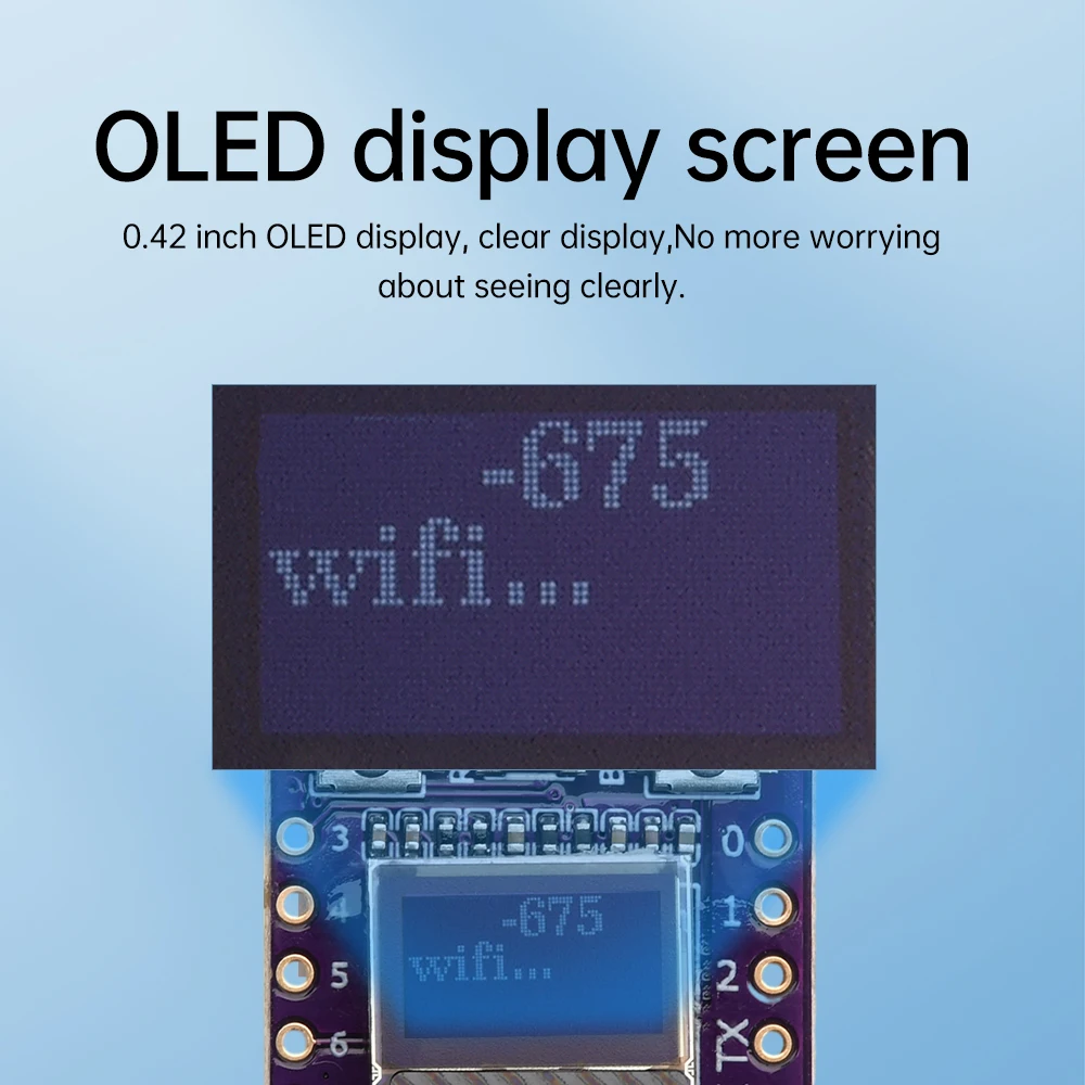 ESP32-C3 WiFi Bluetooth Development Board 0.42in OLED Screen Type-C USB Interface Low Power Demo Board For Android/Micropython