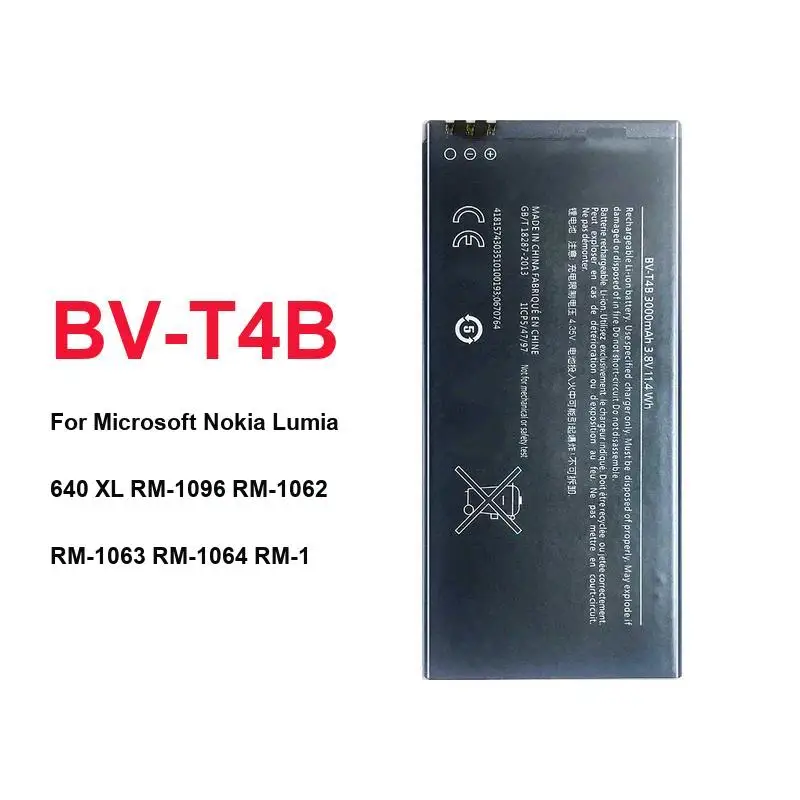 For Nokia Lumia 640 XL RM-1096 RM-1062 RM-1063 RM-1064 RM-1 3000mAh BV-T4B Environmentally Friendly Mobile Phone Battery