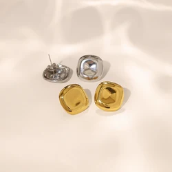WILD & FREE Unique Stainless Steel Stud Earrings for Women Retro Trendy 18K Gold Plated Tarnish Free Jewelry