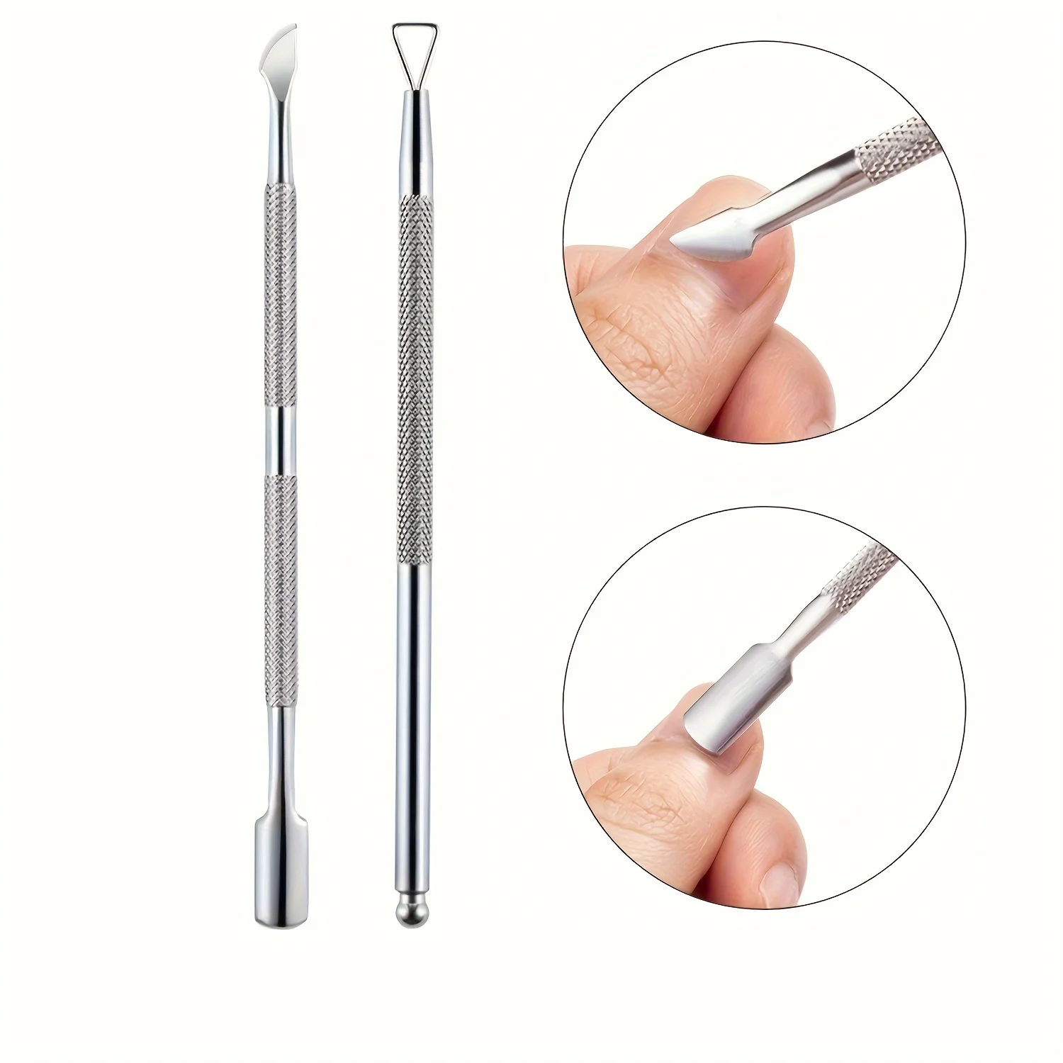 Stainless Steel Cuticle Pusher & Triangle Scraper: Gel Nail Polish Remover, Dead Skin Remover Tools for Manicure and Pedicure