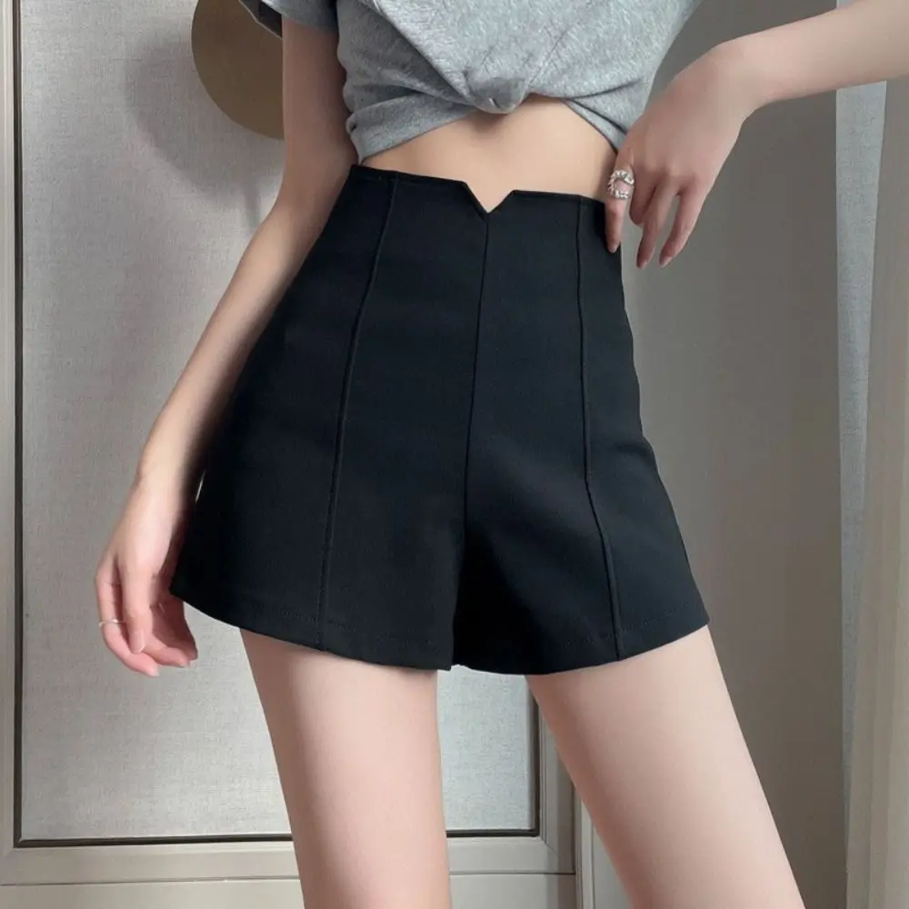 Pantalones cortos ajustados a la moda para mujer, traje de Color sólido de cintura alta, pantalones cortos elegantes Y2K, pantalones cortos de verano para oficina