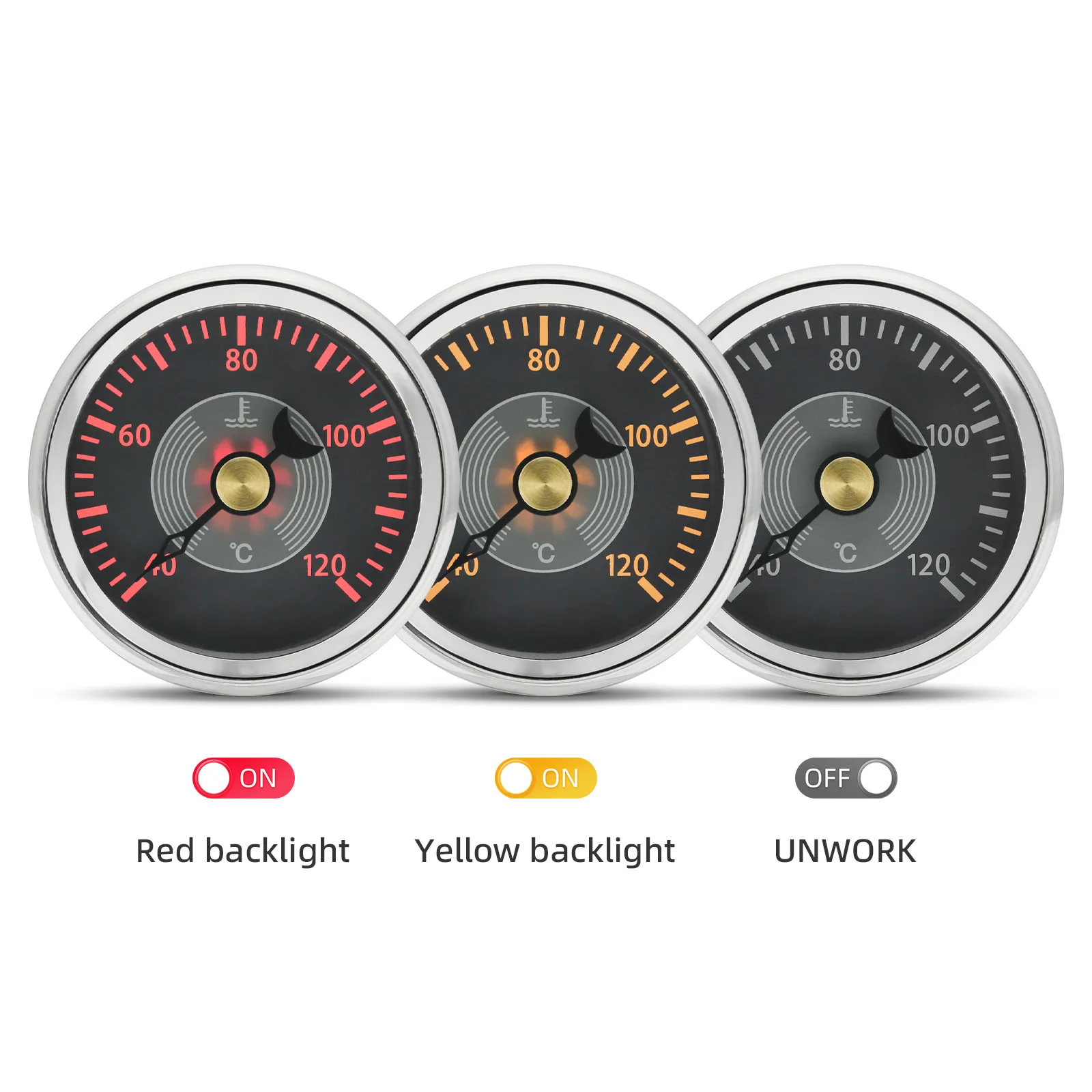 Retro 52mm Water Temperature Gauge 40-120℃ Pointer Meter 1/8 NPT Water Temp Sensor Universal for 12V 24V Car Boat Yacht Custom