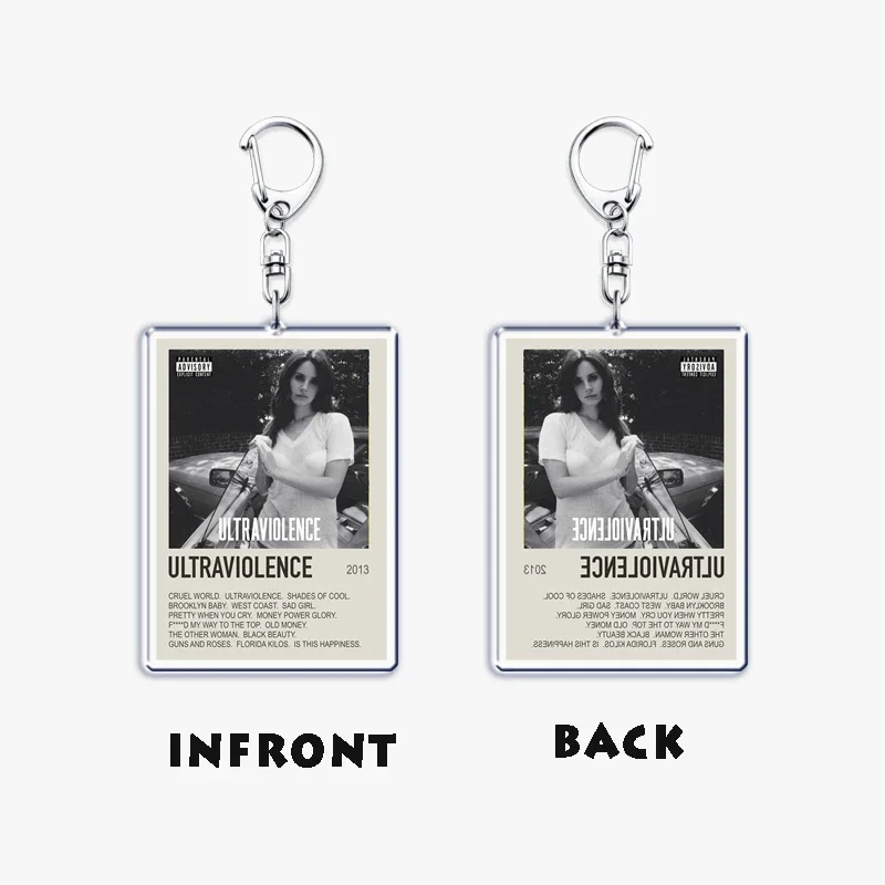 Hot Lana Del Rey Minimalist Poster Keychain for Bag Pendant Born To Die Ultraviolence Key Chain Ring Keyring Jewelry Fans Gift