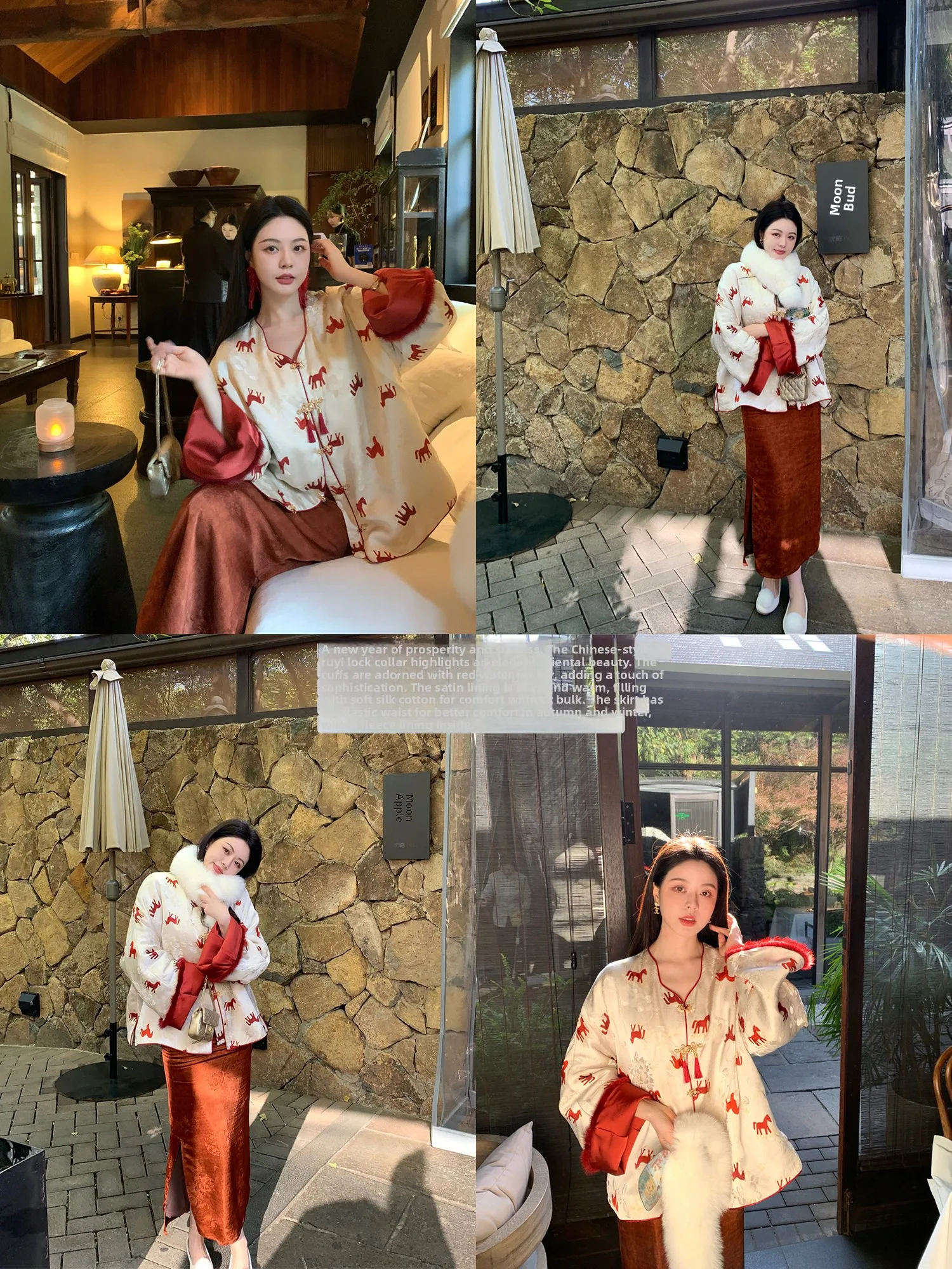 

New Chinese Style Fashion Set Warm Cotton Long Sleeve High Waist Trousers High Quality Winter Clothing for Women 25-35 Years Old